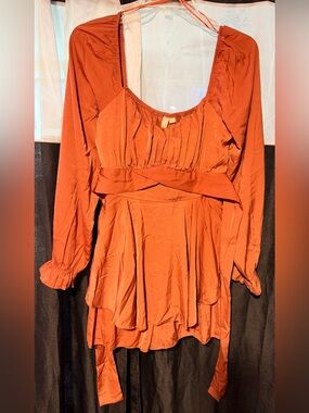 New without Tags Rust Orange Long Sleeve Romper
